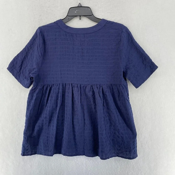 Gloria Vanderbilt Tops Womens Sz S Navy Blue Short Sleeve V Neck Pullover Blouse - Picture 2 of 10